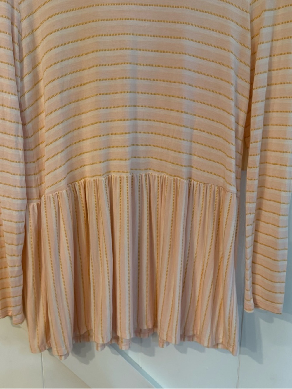 Matilda‎ Jane Blush Pink Striped Peplum Tunic Top Long Sleeve Women’s Size M - Picture 3 of 12